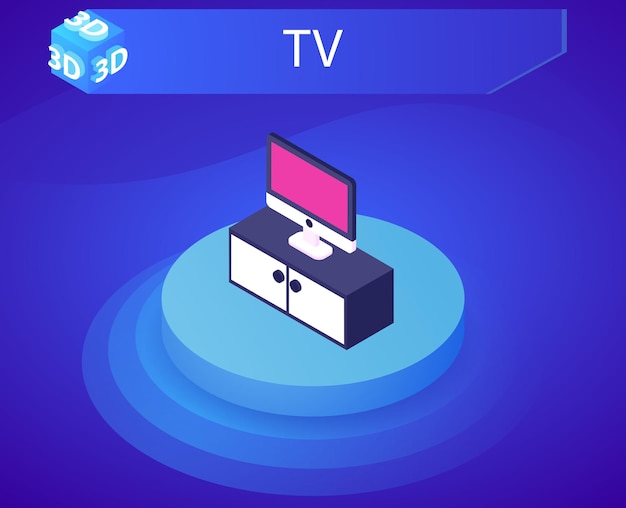 Tv isometric design icon vector web illustration 3d colorful concept