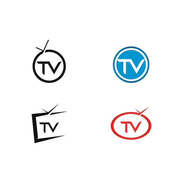 Телевизионный логотип дизайн плоской иконки иллюстрации