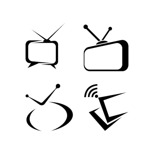 Плоский значок логотипа телевизора