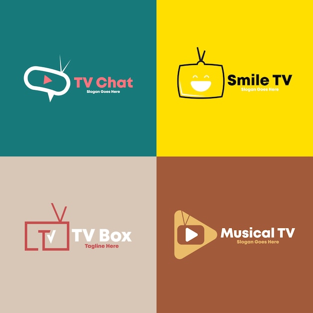 TV-logo instellen ontwerpsjabloon Vector