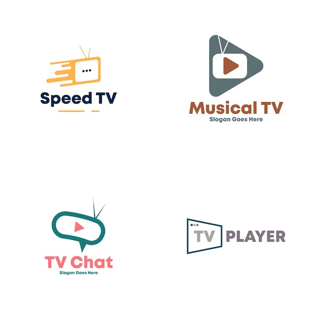 TV Logo Set Design Template Vector