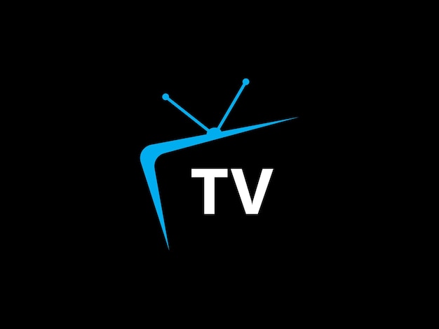 검정색 배경에 TV 화면이 있는 TV 로고