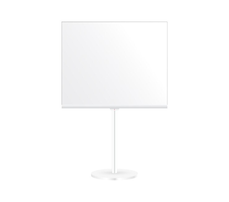 Vector tv or monitor mock up with white frame and basic stand
