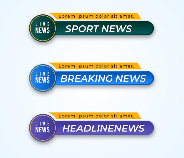 tv news bar. bar newspaper. bar social media. Television broadcast media title banner.