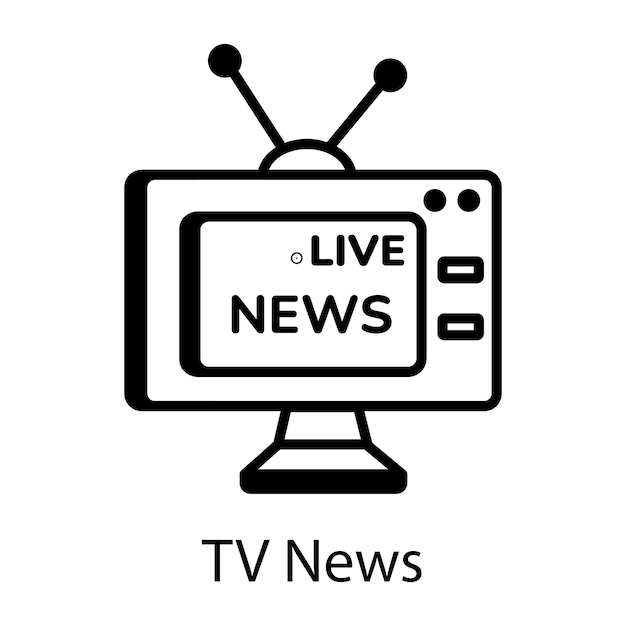 라인 스타일의 TV 뉴스 아이콘