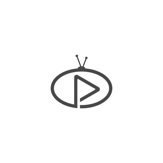 テレビ再生ロゴ デザイン フラット アイコン イラスト