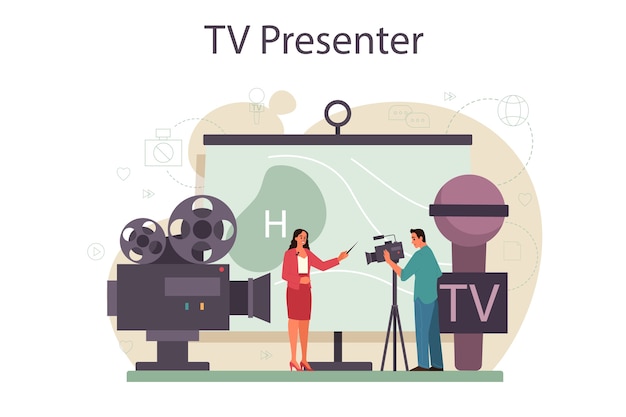 Vector tv presenter concept