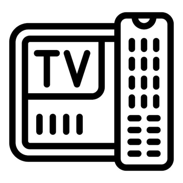 Tv remote control icon outline vector monitor box media screen