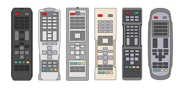 Вектор Телевизор дистанционно изолированный цветный набор икона телевизор управления векторными цветовыми иконами векторная иллюстрация телевизора дистанционно на белом фоне