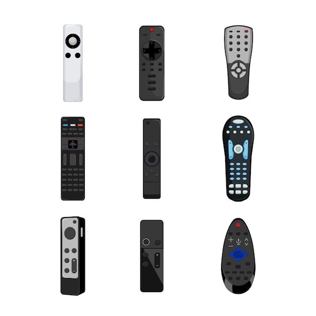 Tv remote set cartoon vector illustration