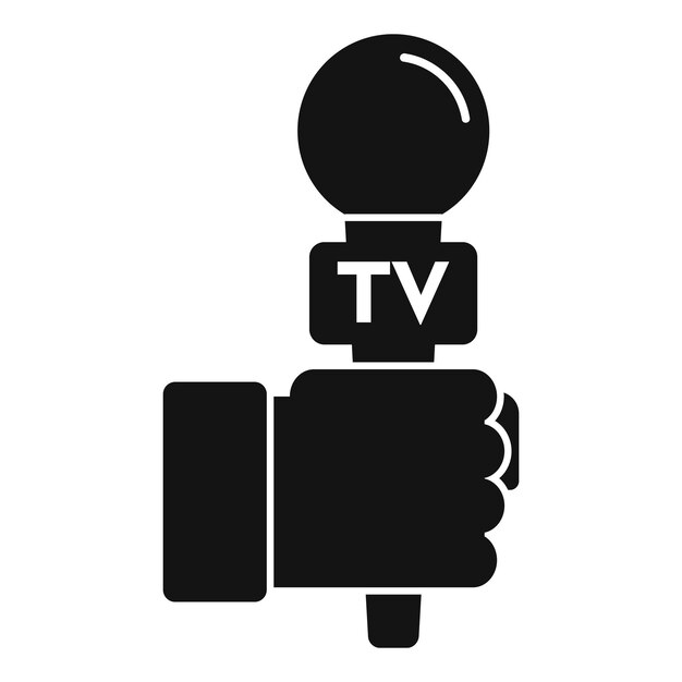 Vettore icona del microfono del reporter tv semplice illustrazione dell'icona vettoriale del microfono del reporter tv per il web design isolato su sfondo bianco
