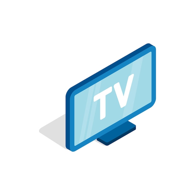 TV screen icon in isometric 3d style on a white background