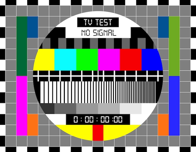 Vector tv signal test screen retro television broadcast