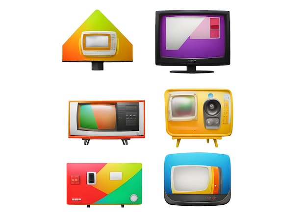 TV vector icons set Television icon