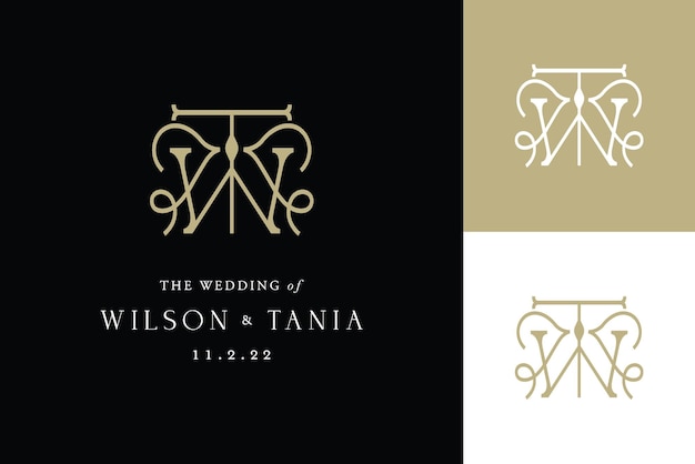 Tw matrimonio elegante vettore logo