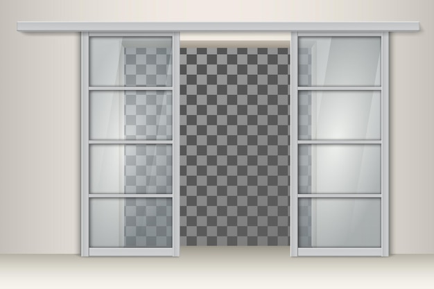 Twee aluminium schuifdeuren Vectorelement voor interieurontwerp