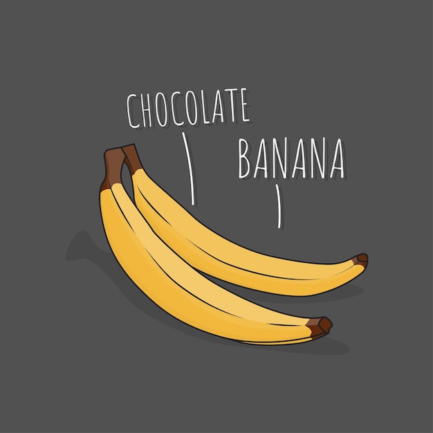 Twee bananen in cartoon vectorontwerp voor gezond voedselsjabloonontwerp