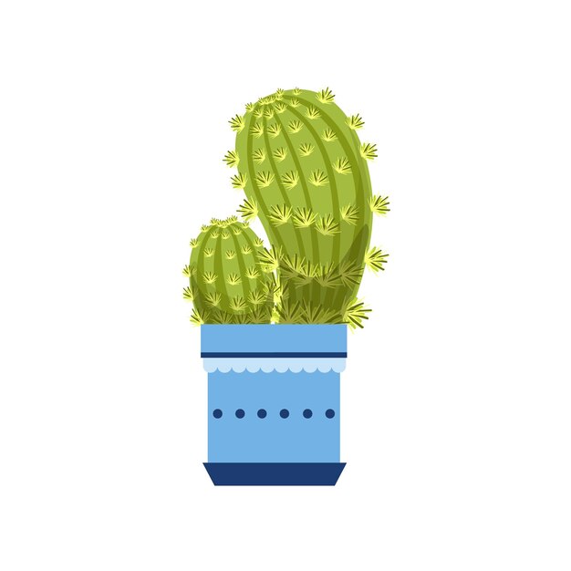 Twee Cactussen In Blauwe Pot
