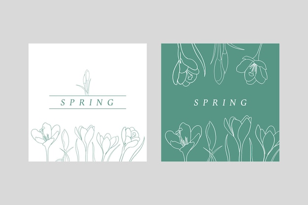 Twee feestelijke lentekaarten met krokussen uitnodiging