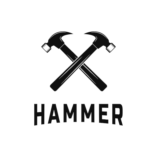 Twee gekruiste hamer logo ontwerpidee
