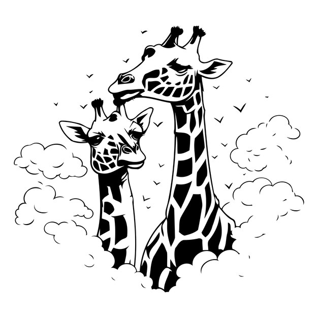 Twee giraffen in een rookwolk Vectorillustratie