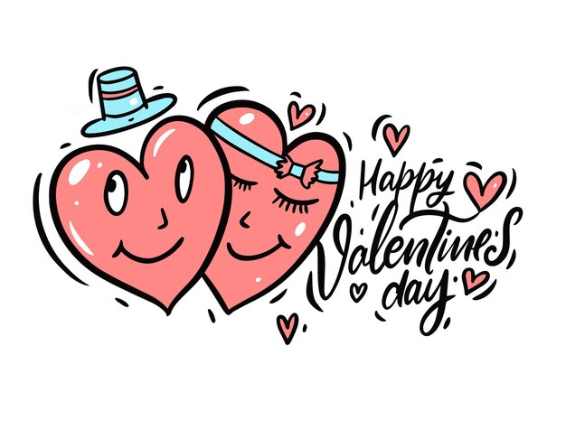 Twee harten knuffels. happy valentijnsdag belettering.