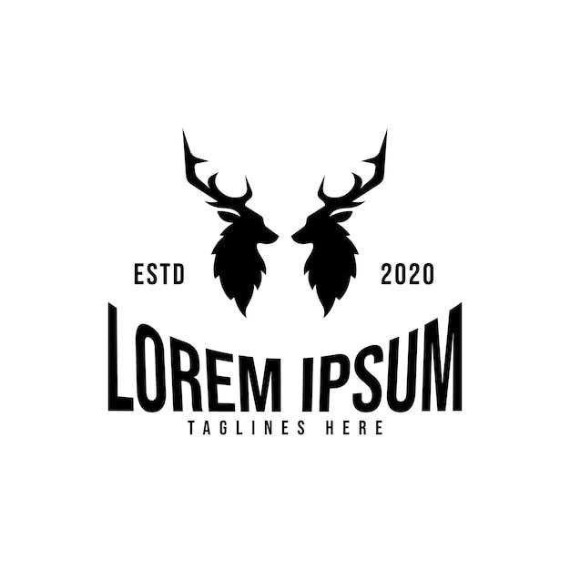 Twee herten hoofd logo herten silhouet logo vector illustratie
