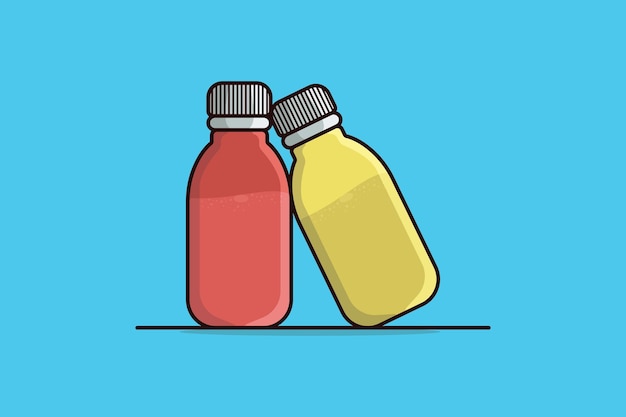 Twee Hoestsiroop Flessen vectorillustratie Gezondheid en medische object pictogram concept