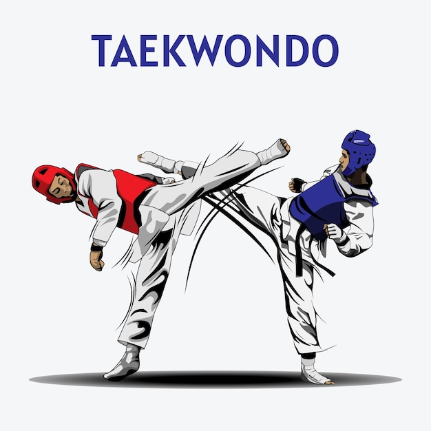 Vector twee jongens vechten in taekwondo competitie illustratie vector