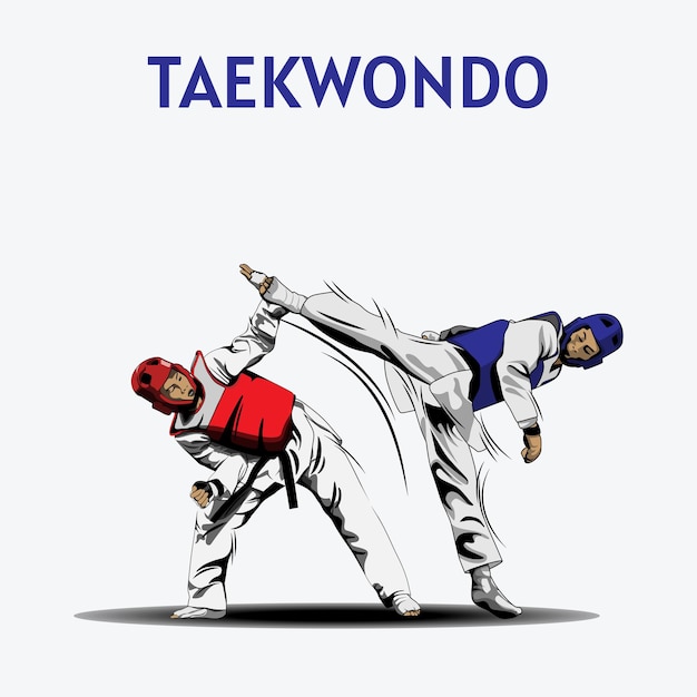 Vector twee jongens vechten in taekwondo competitie illustratie vector