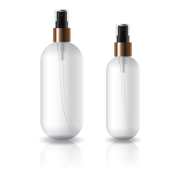 Twee kleuren helder ovaal rond cosmetisch flesje met sproeikop.
