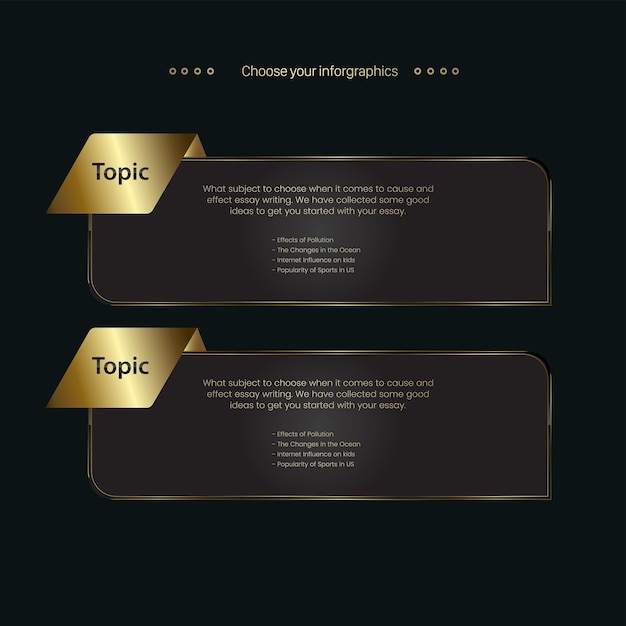 TWEE knoppen van premuim Infographic Vector sjabloon met gouden element grafiek optie