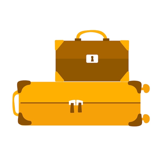 Twee koffers Toerisme vakanties zakenreis reis tassen pictogram Cartoon doodle stijl