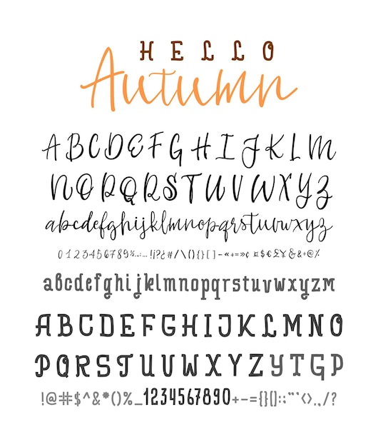 Vector twee lettertype hand getrokken lettertype set geïsoleerd op wit