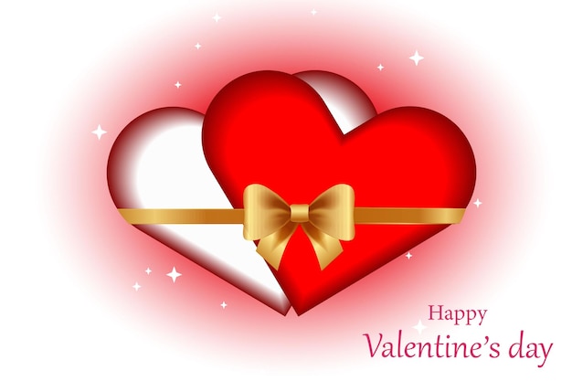 Vector twee liefhebbende harten verbonden met een gouden lint voor altijd samen romantische illustratie valentijnsdag