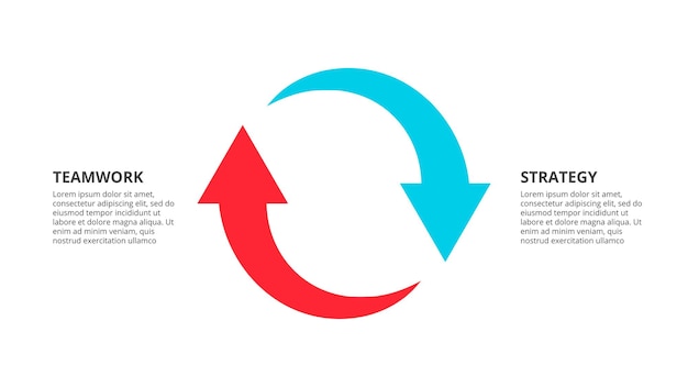 Twee luscycluspijlen. Presentatie van infographic elementen. Recycle bedrijfssjabloon met 2 opties.