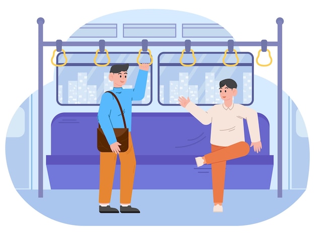 Twee mannen op een metro illustratie