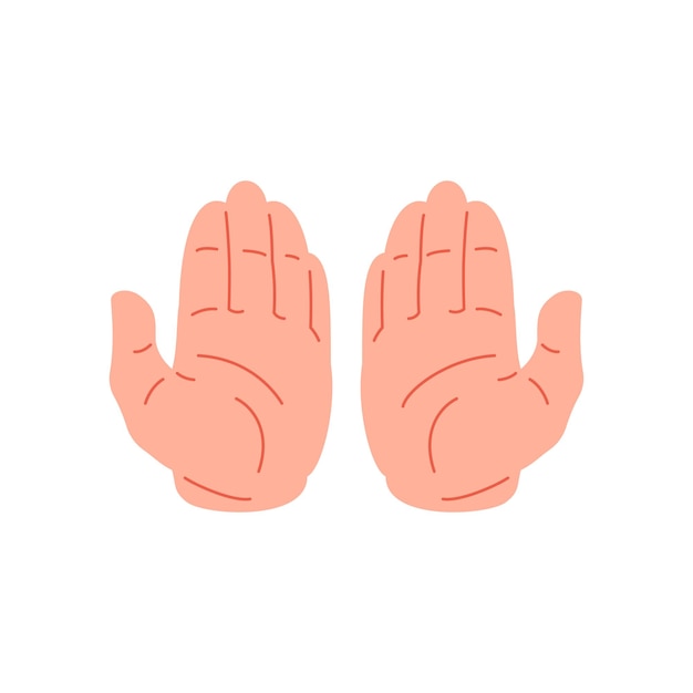 Twee menselijke handen met open handpalmen bidden om hulp gebaar icoon vector plat illustratie
