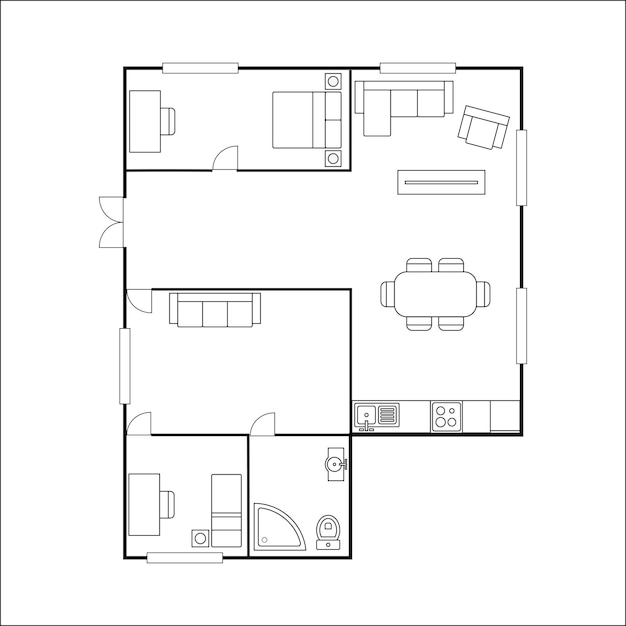 Twee mensen, een werknemer en een architect, praten over een bord met een huisplan of een schema op de achtergrond.