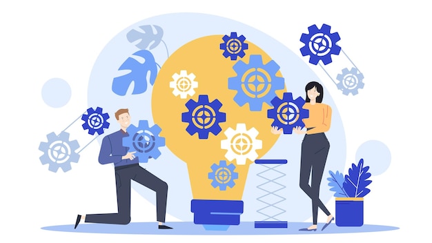Twee mensen praten en delen ideeën over strategie en innovatie van bedrijven