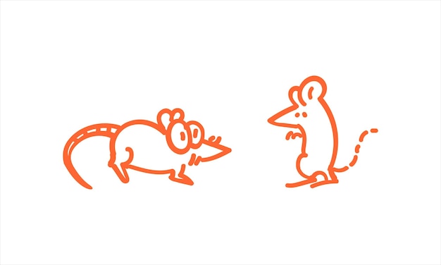 Vector twee met de hand getekende grappige muisdoodles