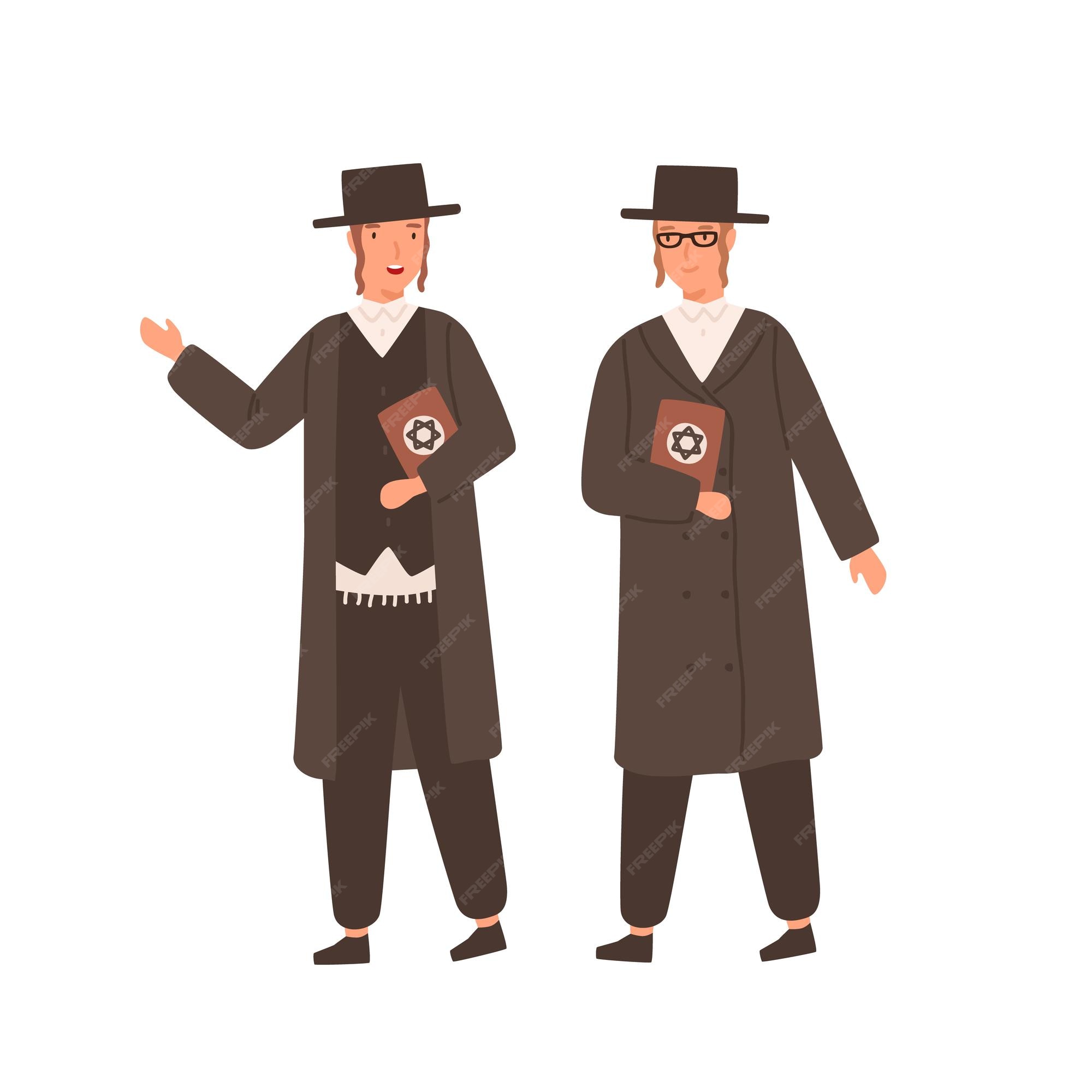 Niet ingewikkeld Rimpels rijm Twee orthodoxe joden in traditionele kleding en hoed met hebreeuwse bijbel of thora geïsoleerd op een witte achtergrond. glimlachende rabbijnse mannen praten. vectorillustratie in platte tekenfilms stijl. | Premium Vector Niet ingewikkeld Rimpels rijm Twee orthodoxe joden in traditionele kleding en hoed met hebreeuwse bijbel of thora geïsoleerd op een witte achtergrond. glimlachende rabbijnse mannen praten. vectorillustratie in platte tekenfilms stijl. | Premium Vector