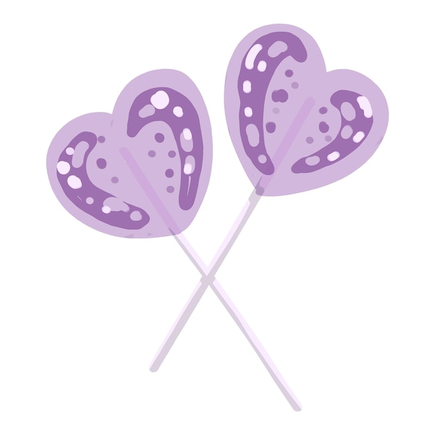 Twee paarse hartvormige lolly's.