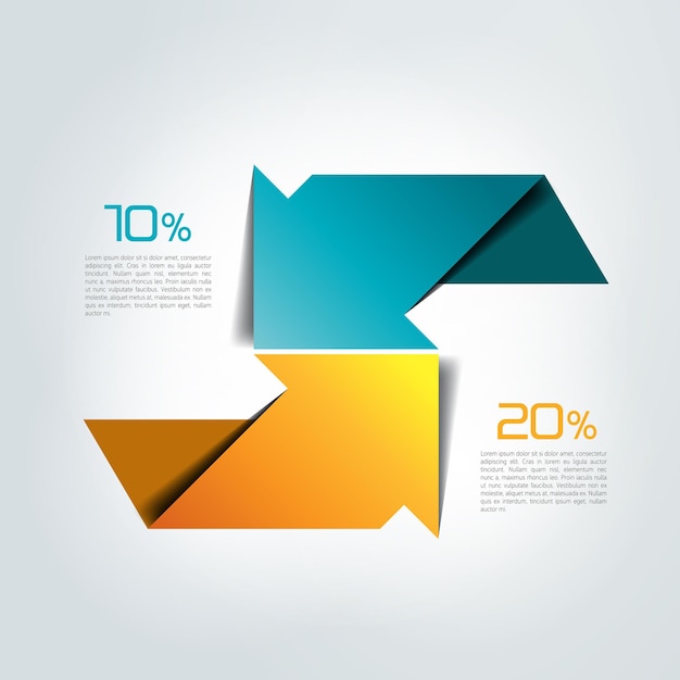 Twee pijlen in verschillende richtingen infographic grafiekschema diagram