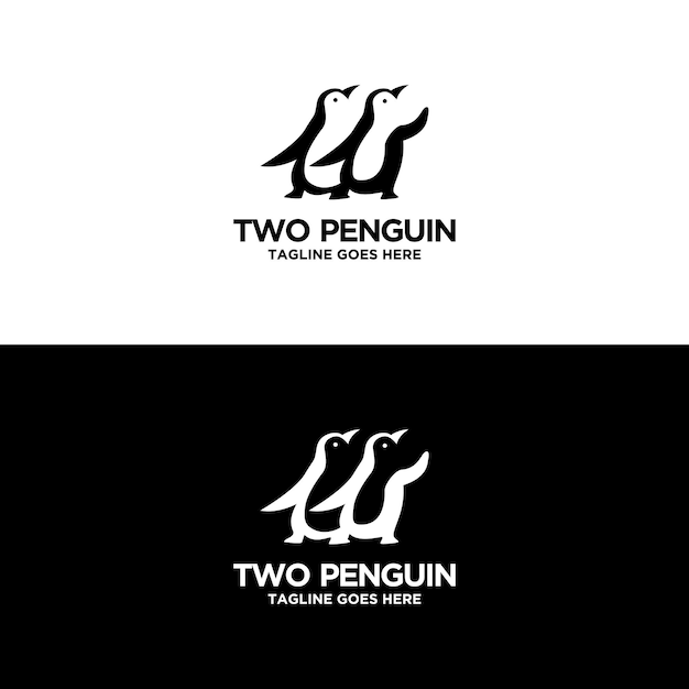 Twee pinguïn logo ontwerp inspiratie