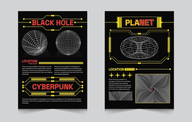 Twee posters voor een zwart gat en een planeet.