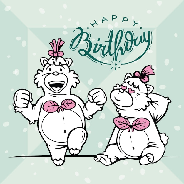 Twee schattige beren vieren verjaardagen