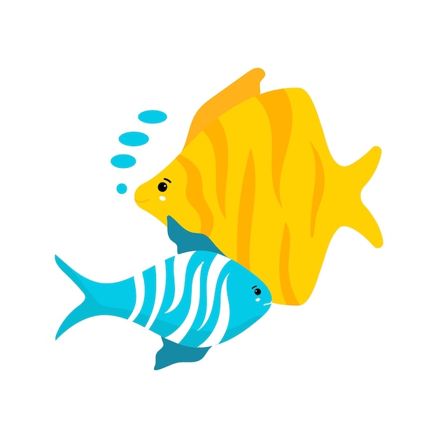 Twee soorten vis blauw en geel pictogram aan de andere kant