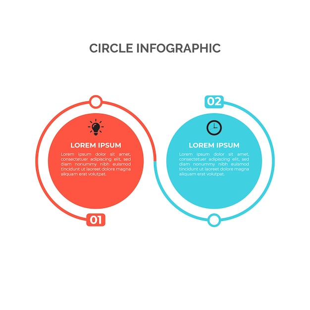 Vector twee stappen cirkel infographic sjabloon