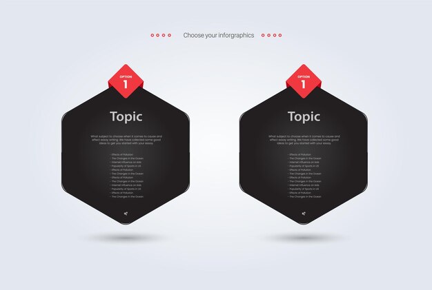 TWEE Vector infographic niveaus grafieken knoppen opties in SET van twee infographic pictogrammen en banners
